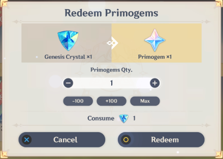 Crystal Genesis to Primogems